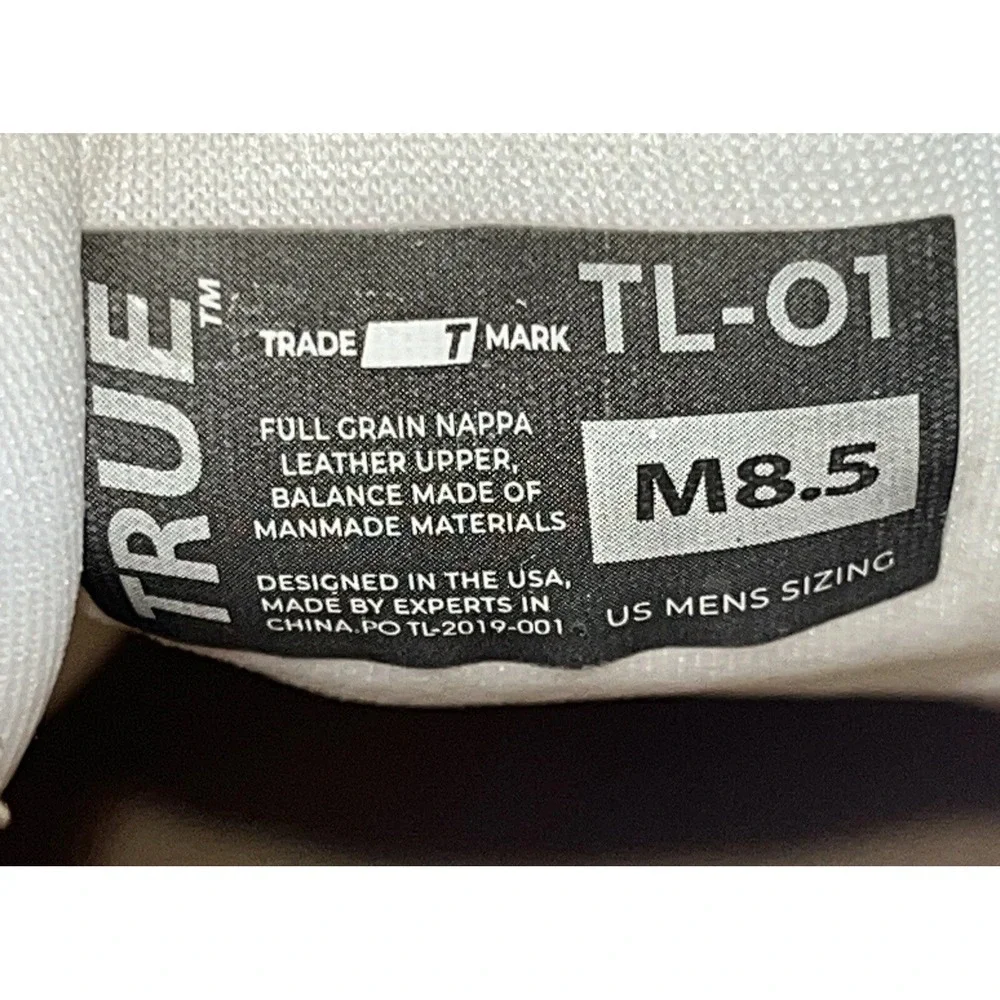 True Linkswear TL-01 Spikeless Mens Golf Shoes White Leather Sz 8.5 All‎ Weather